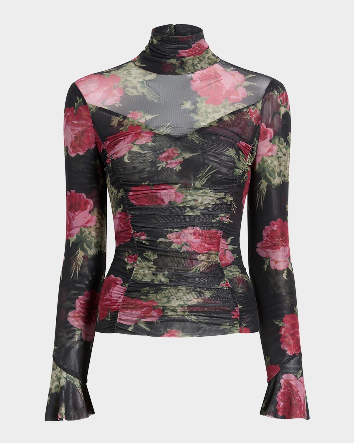 Baroque Roses Lucy Turtleneck Mesh Top