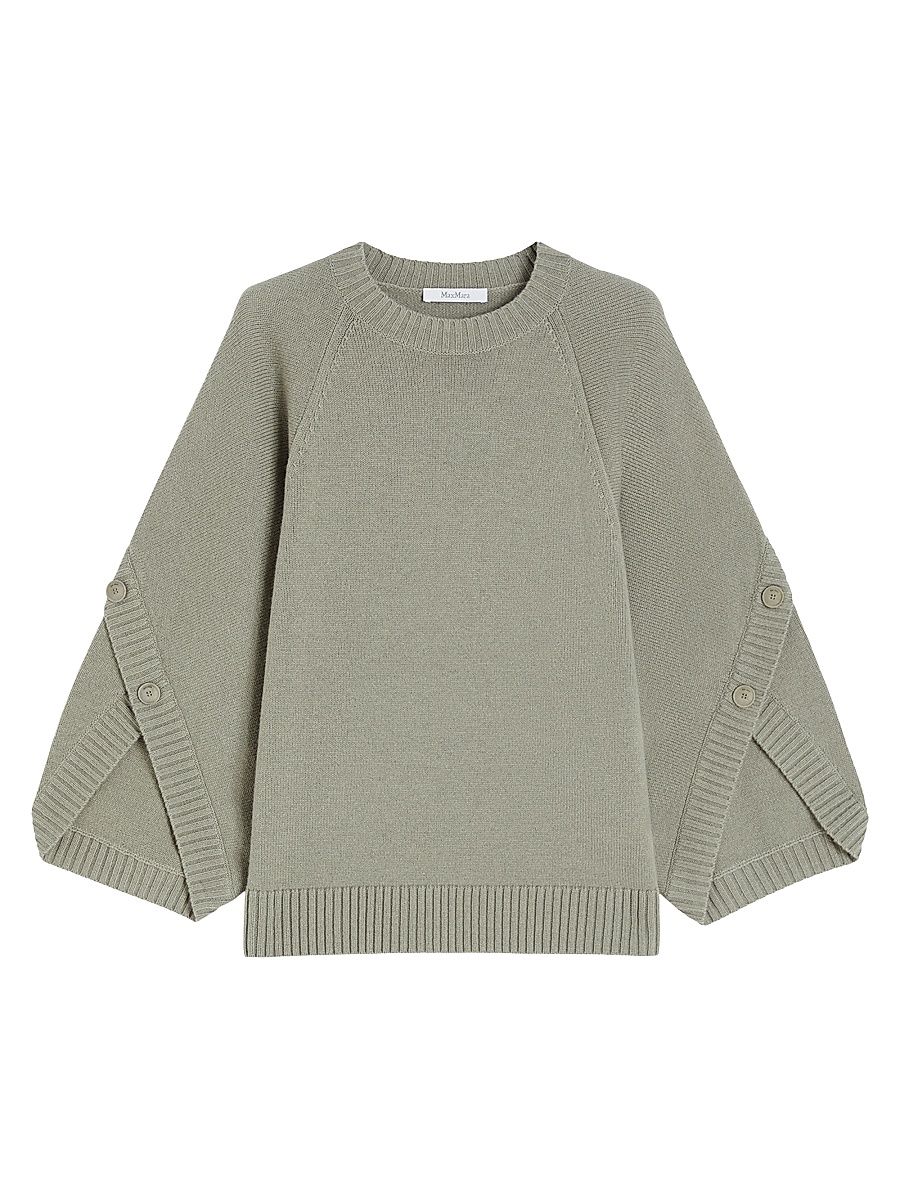 Women's Oversized Wool and Cashmere Sweater - Sage Green - Size Small