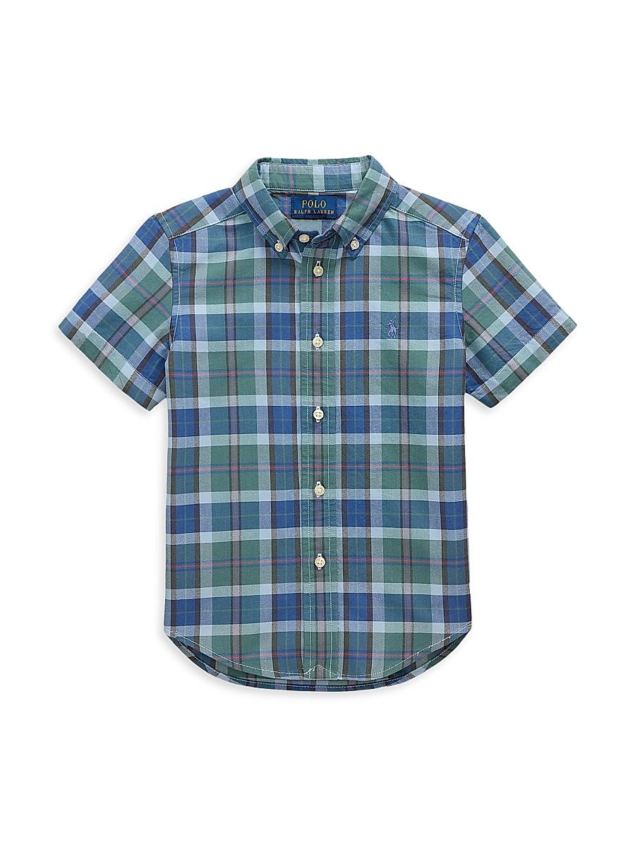 Little Boy's & Boy's Classic Oxford Short-Sleeve Shirt - Fatigue Blue Multi - Size 16