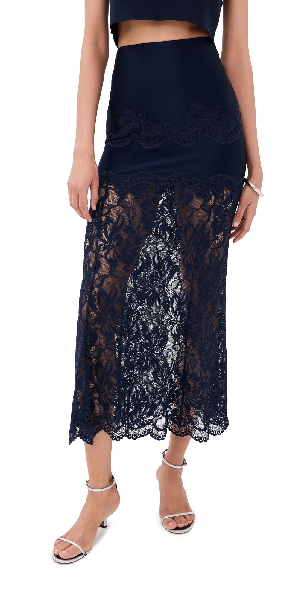 rabanne Floral Combo Skirt Deep Navy 38