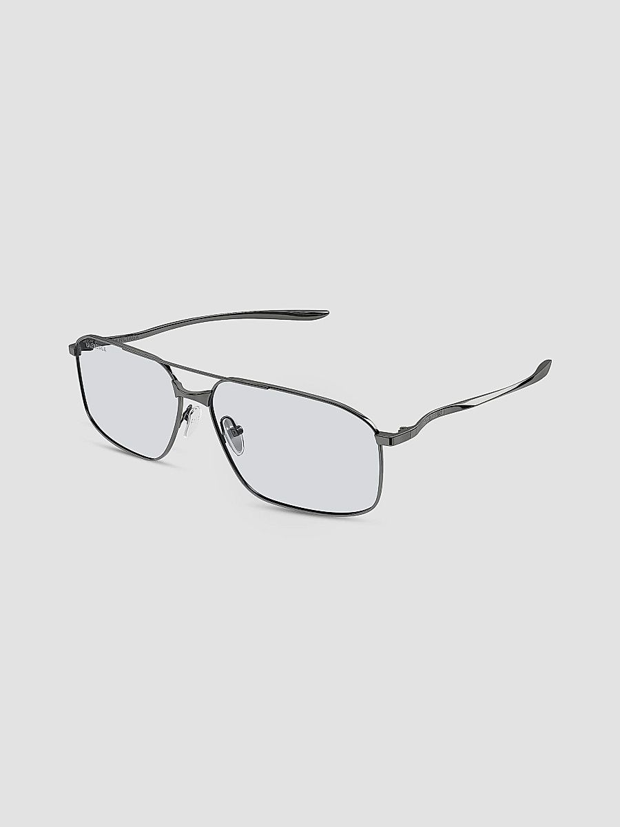 Balenciaga Men's Monday 64MM Navigator Metal Sunglasses - Dark Grey Clear