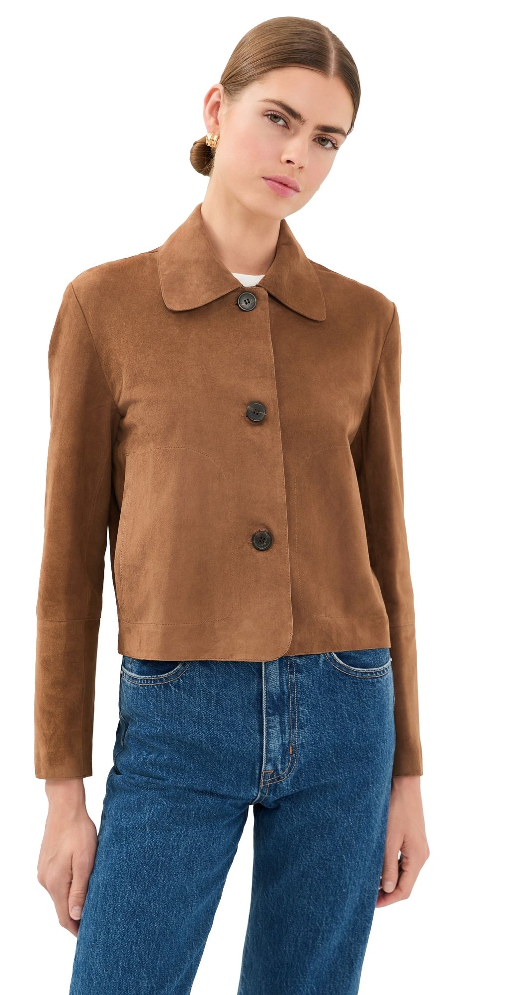 ARMA Emy Goat Suede Jacket Saddle 38