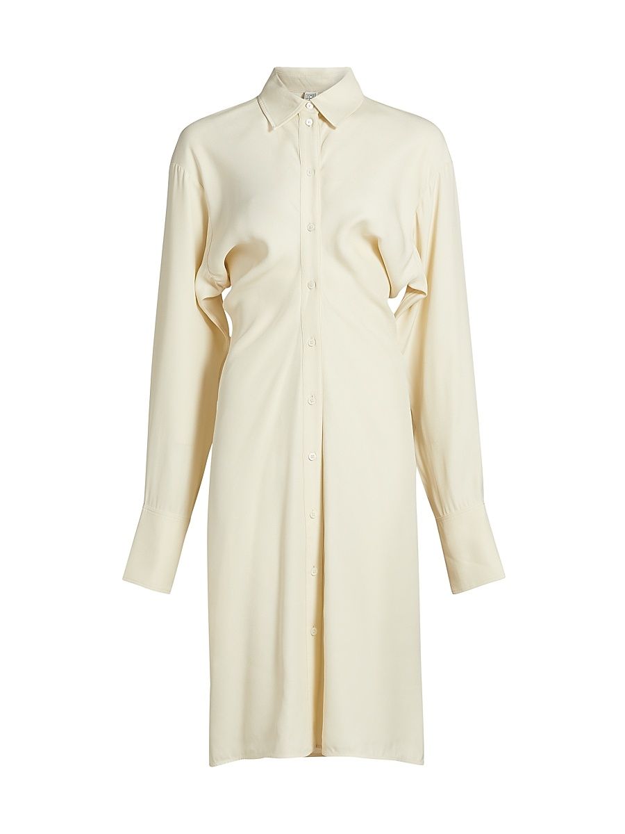 Women's Slouch Satin Shirtdress - Snow - Size 8