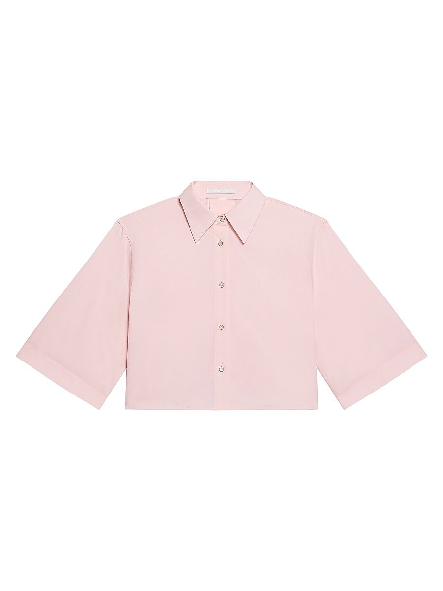 Women's Cotton Crop Trench Shirt - Peony - Size Large