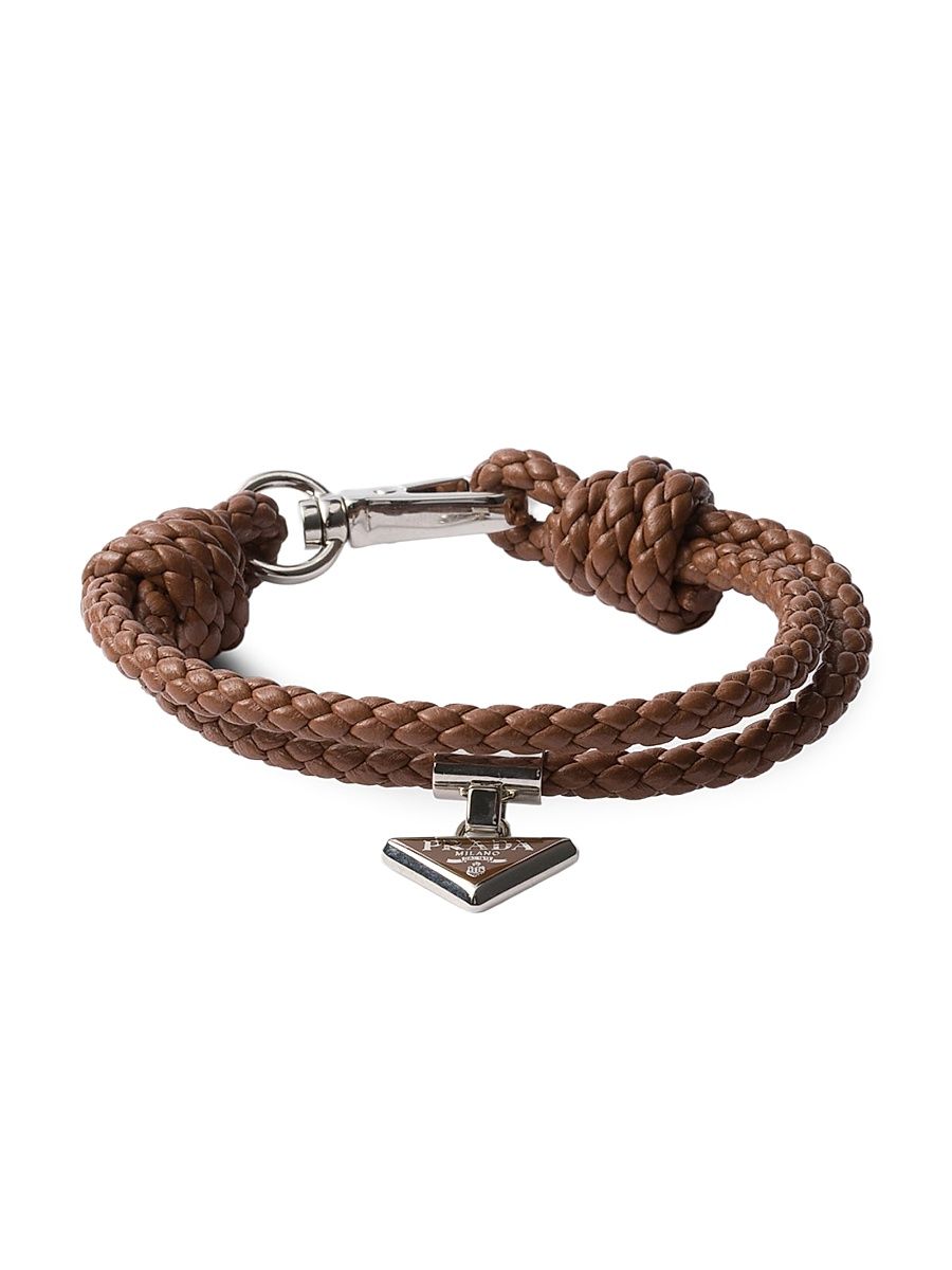 Men's Nappa Leather Bracelet - Brown - Size Small
