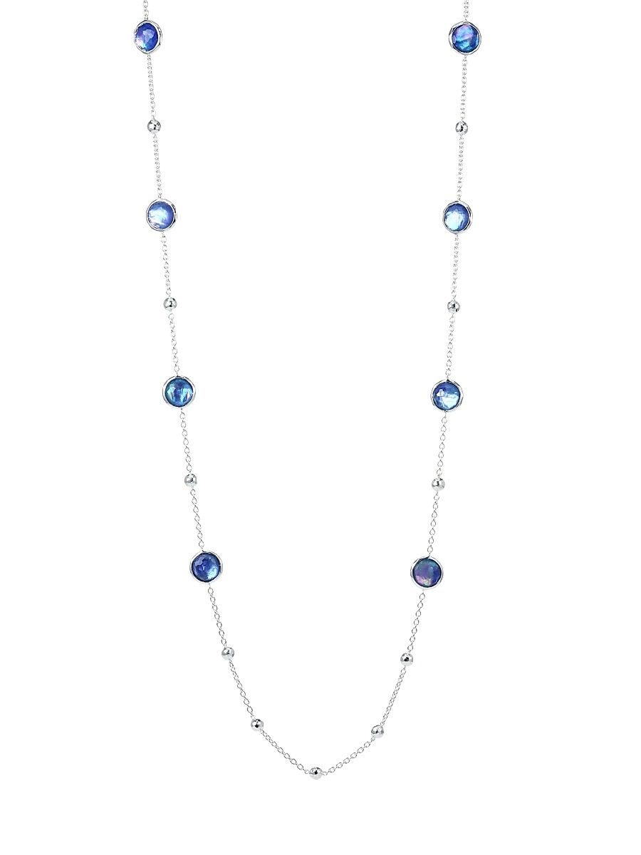 Women's Lollipop Sterling Silver & Triplet Ball and Stone Multi-Station Necklace - Silver