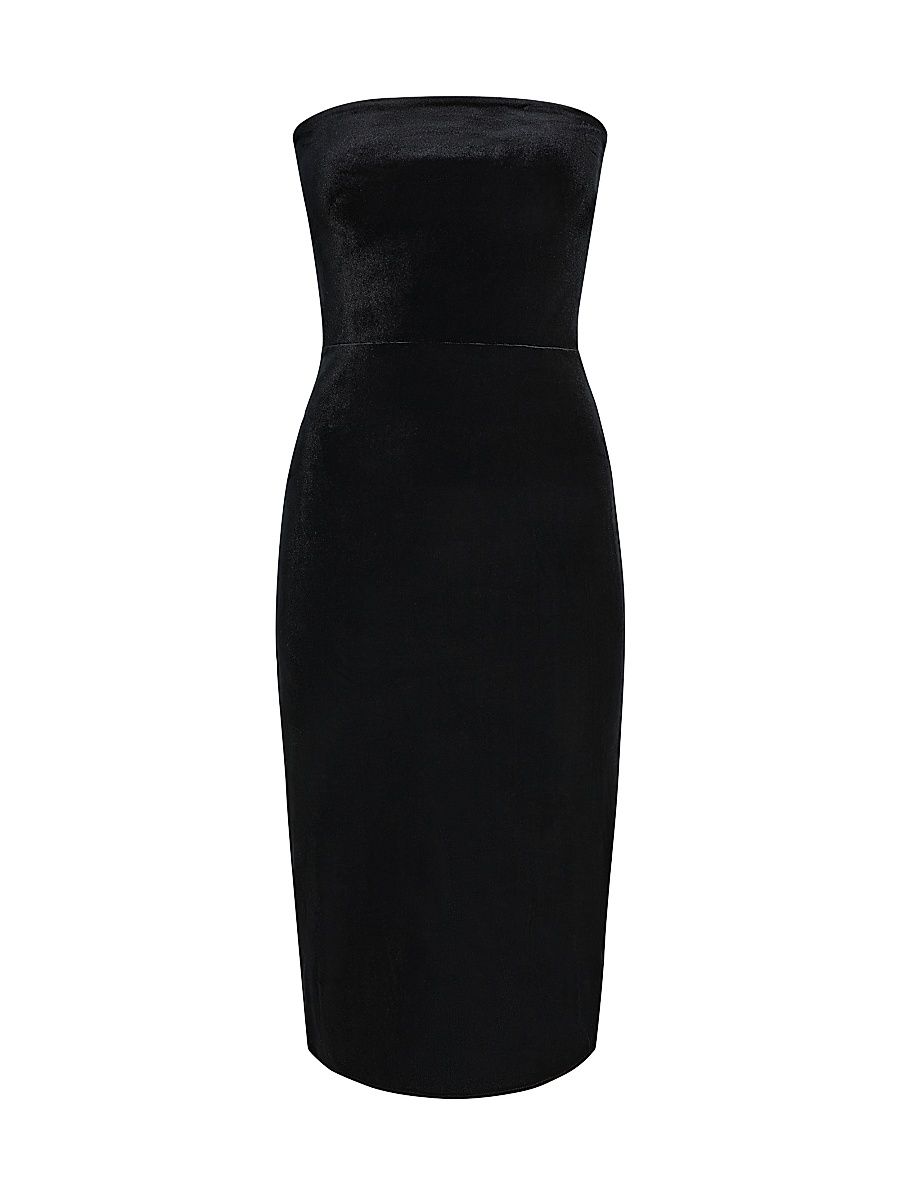 Women's Velvet Strapless Midi-Dress - Black - Size Medium