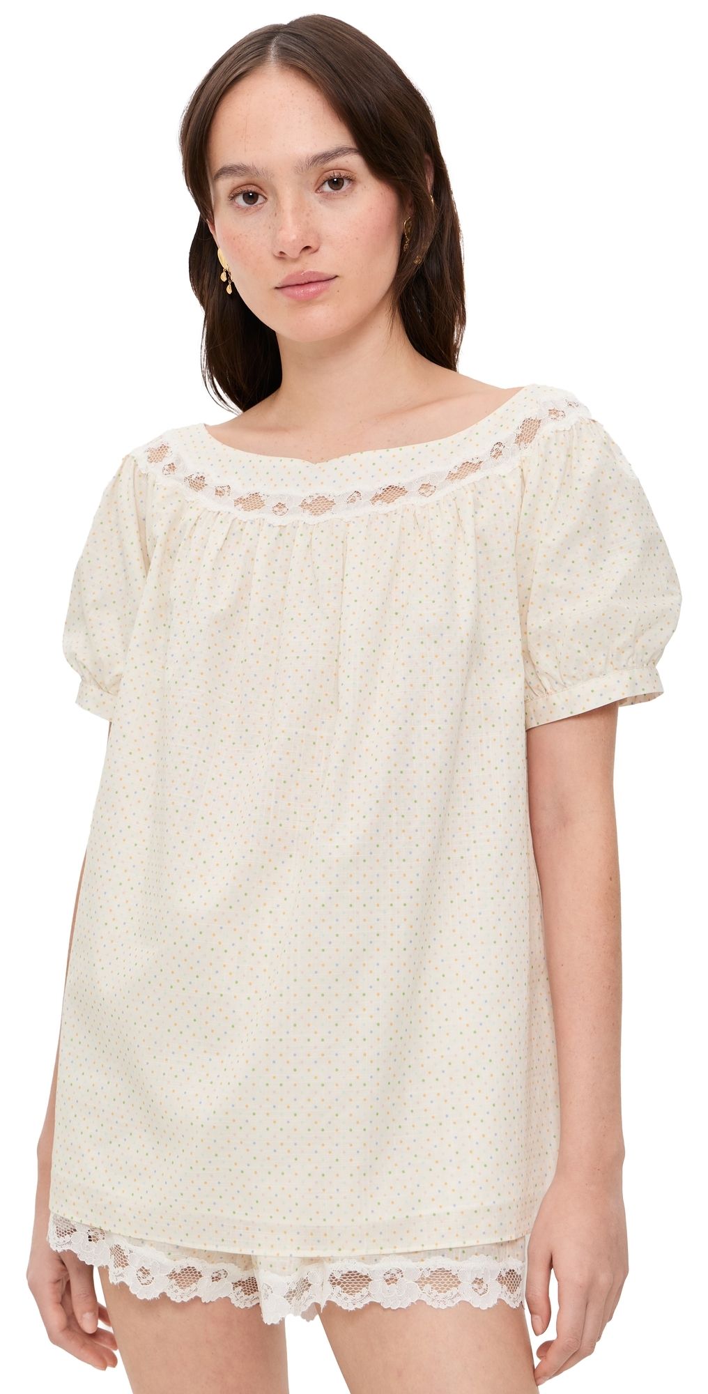 POSSE Marilyn Blouse Rainbow Polka Dot M
