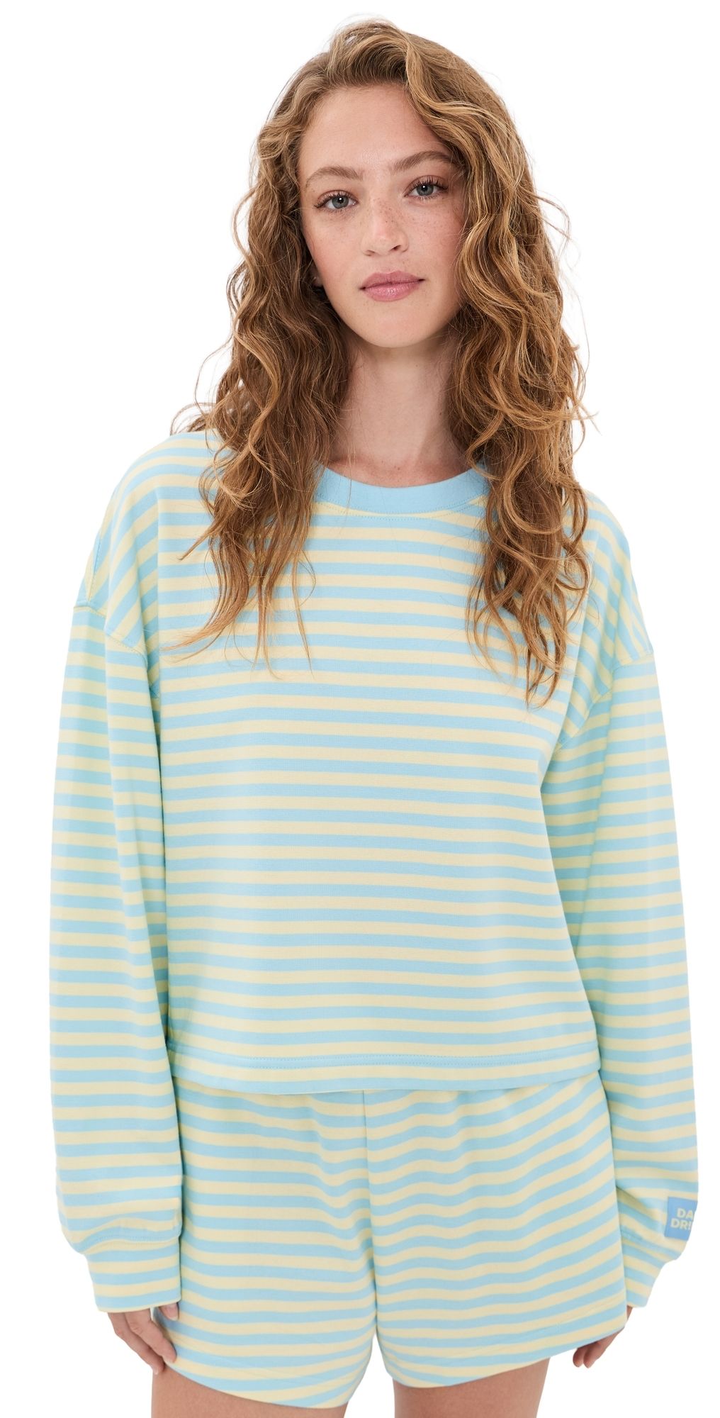 Daily Drills Striped Cotton Long Sleeve Top Malibu/Lemonade M/L