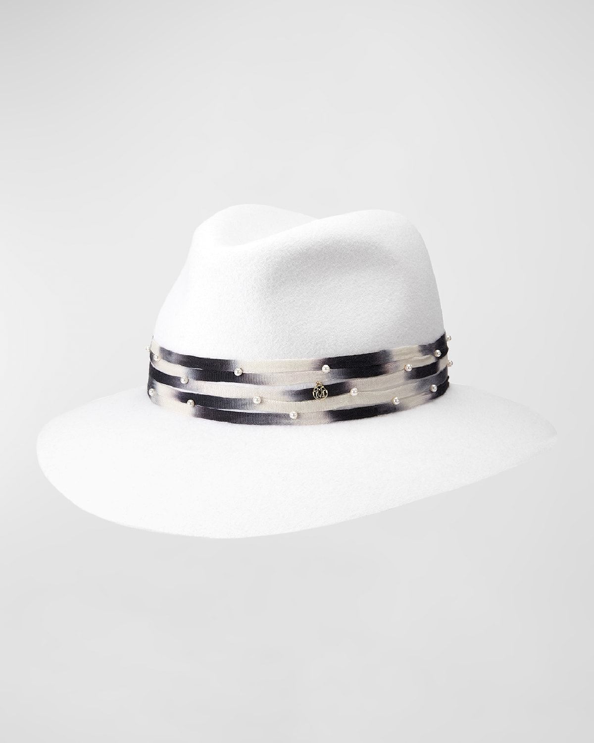 Henrietta Felt Fedora With Pearly Tie-Dye Band