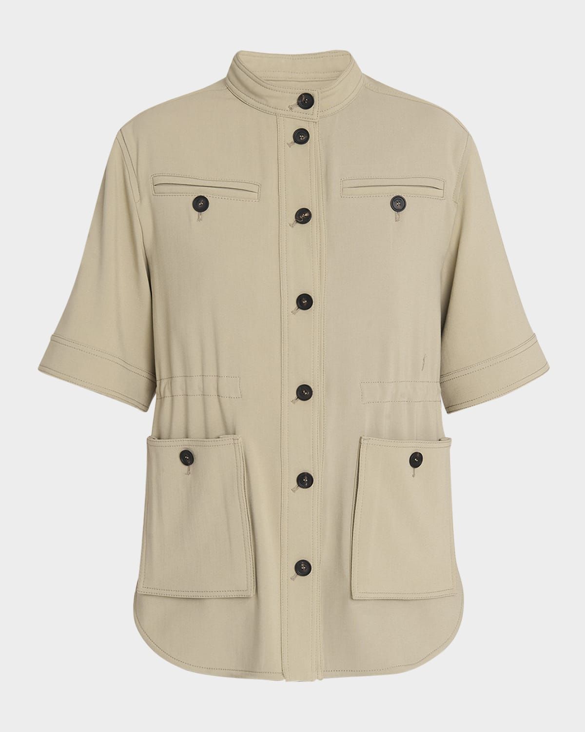 Short-Sleeve Crepe Cotton Jacket