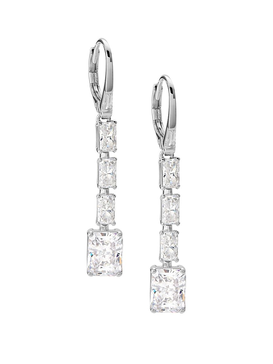 Women's Naomi Sterling Silver & Cubic Zirconia Linear Earrings - Silver