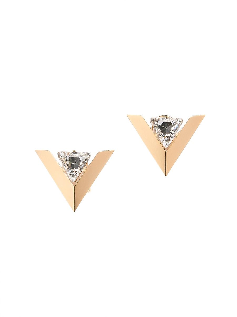Women's Je Les V Metal and Crystal Earrings - Gold Crystal