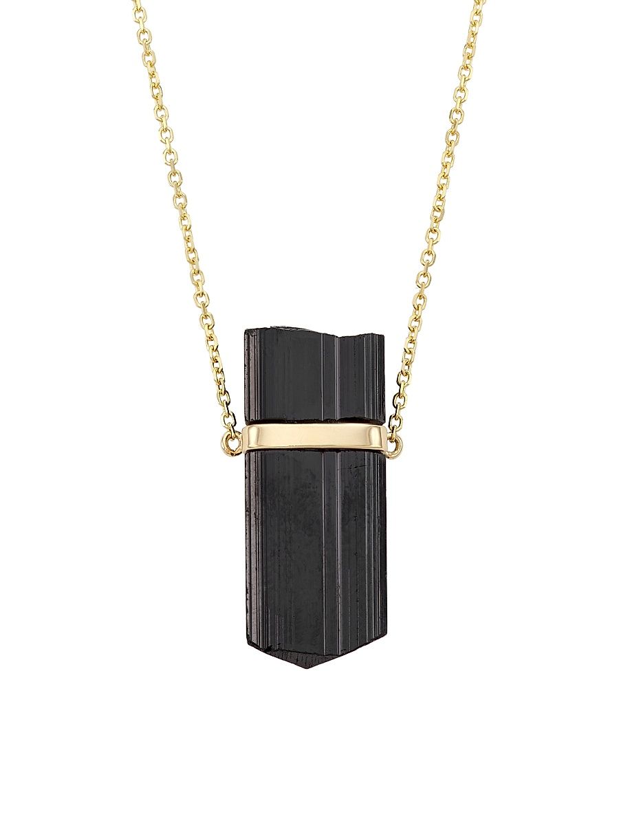 Women's 18K Yellow Gold & Black Tourmaline Pendant Necklace - Black Gold