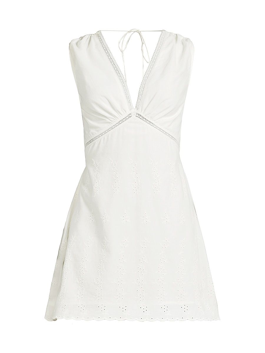 Women's Luna Lace-Trim A-Line Minidress - Julyeta Broderie White - Size Large