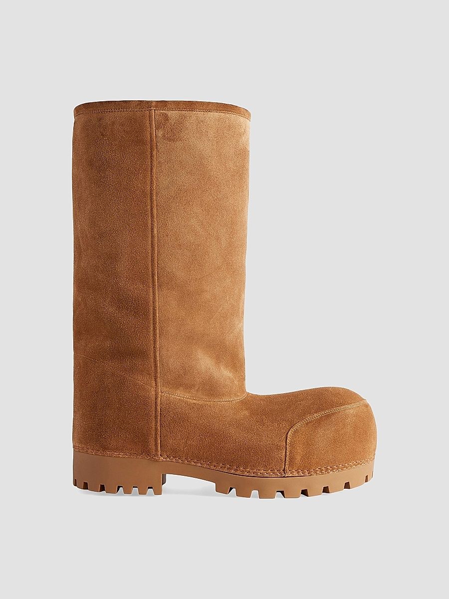 Balenciaga Men's Alaska Faux Fur High Boots - Brown - Size 12