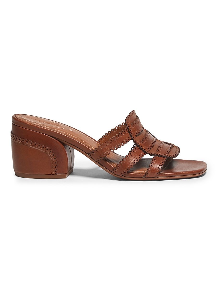 Women's Goldie 65MM Scalloped Leather Sandals - Pecan - Size 9