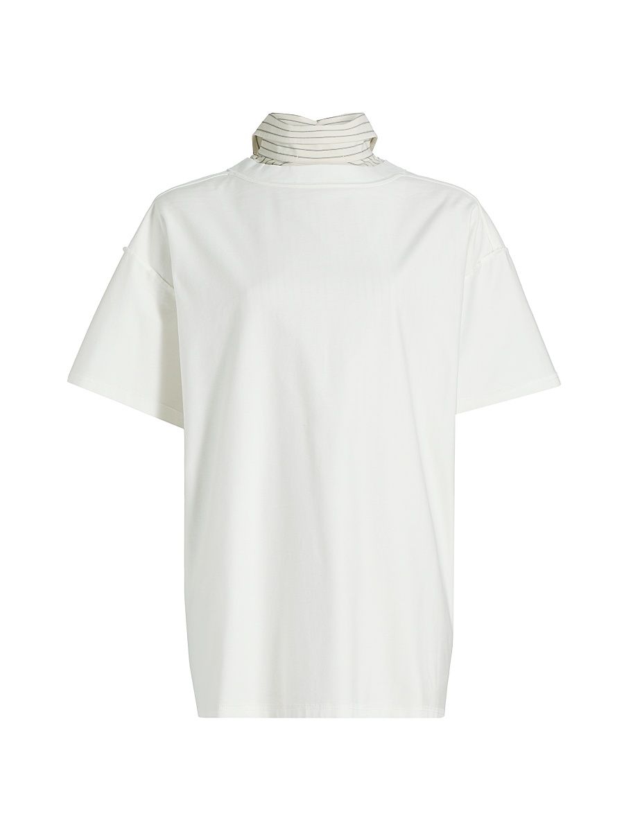 Women's Layered Backward Short-Sleeve Top - Off White - Size 8