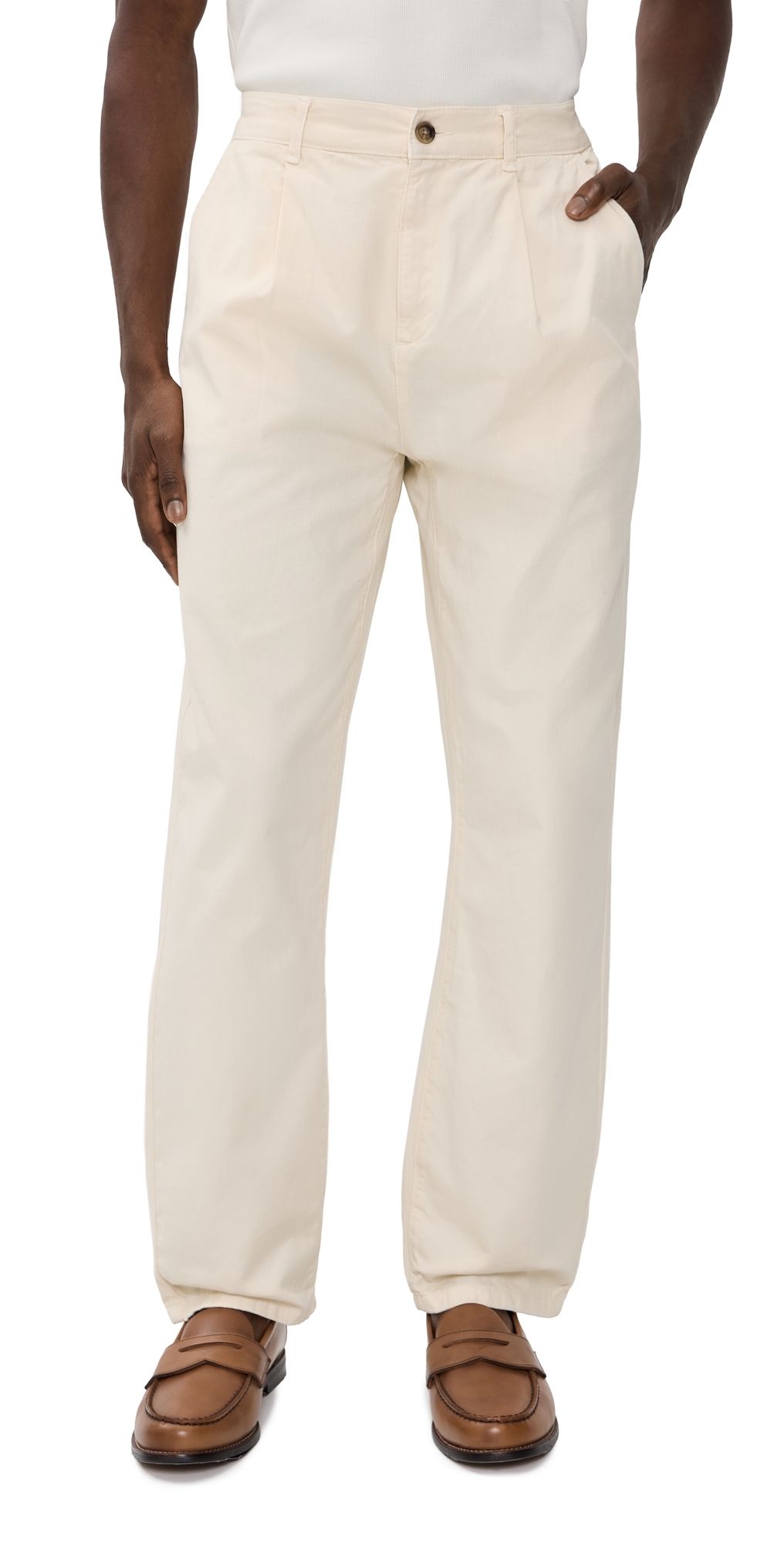 Les Deux Romeo Pleated Chino Pants Eggnog White 36
