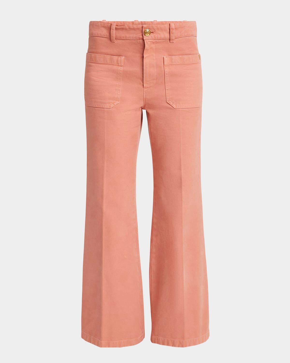 Cropped Canvas Bootcut Trousers