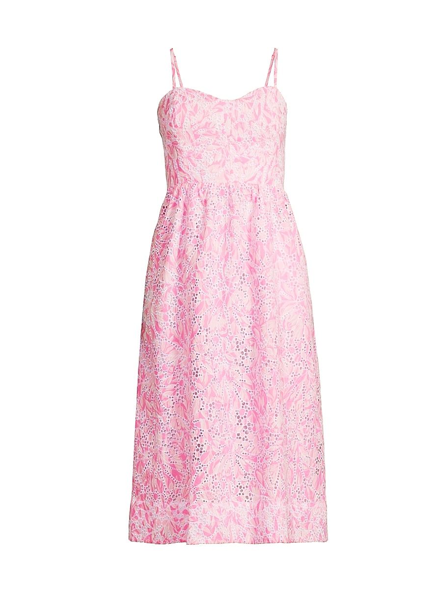 Women's Allarie Cotton Midi-Dress - Rousseau Pink Tulip To Tango - Size 10