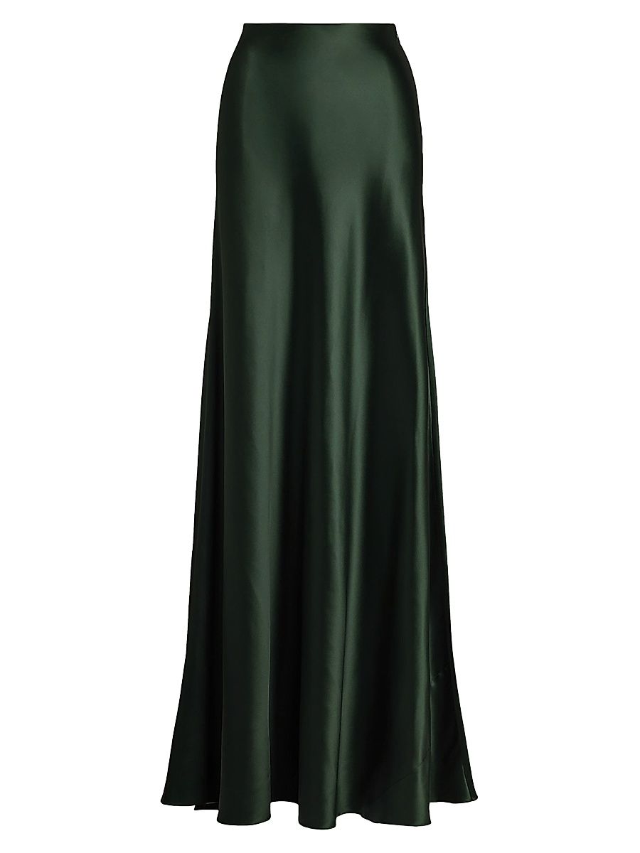 Women's Masina Stretch Satin Maxi Skirt - Dark Racing Green - Size 8