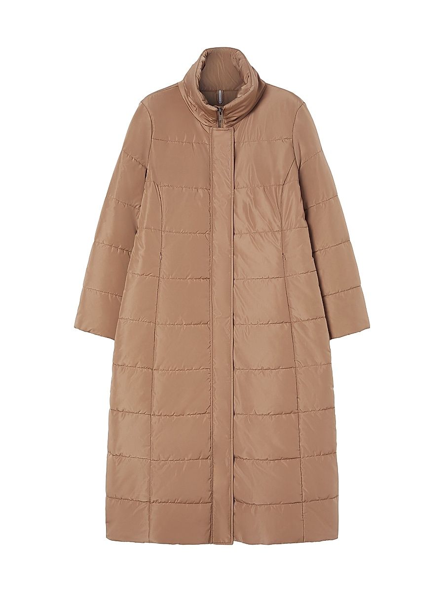 Women's Puffer Jacket in Water Repellent Taffeta - Camel - Size 22