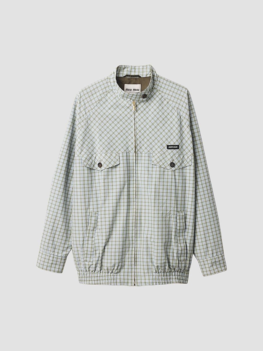 Women's Checked Technical Fabric Blouson Jacket - Size 6