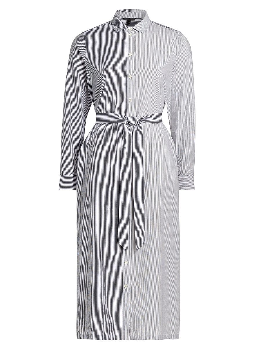 Women's Striped Cotton Poplin Shirtdress - Chalk Ink - Size Medium