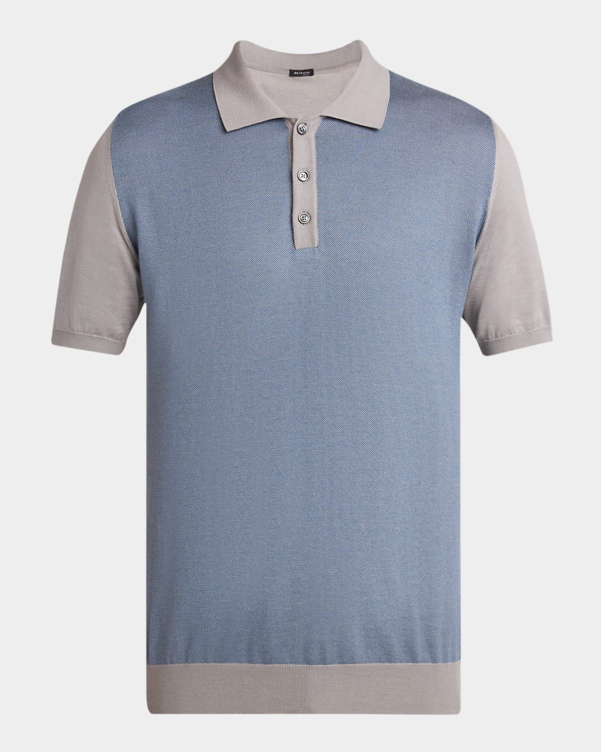 Men & apos;s Cotton Knit Textured-Front Polo Shirt