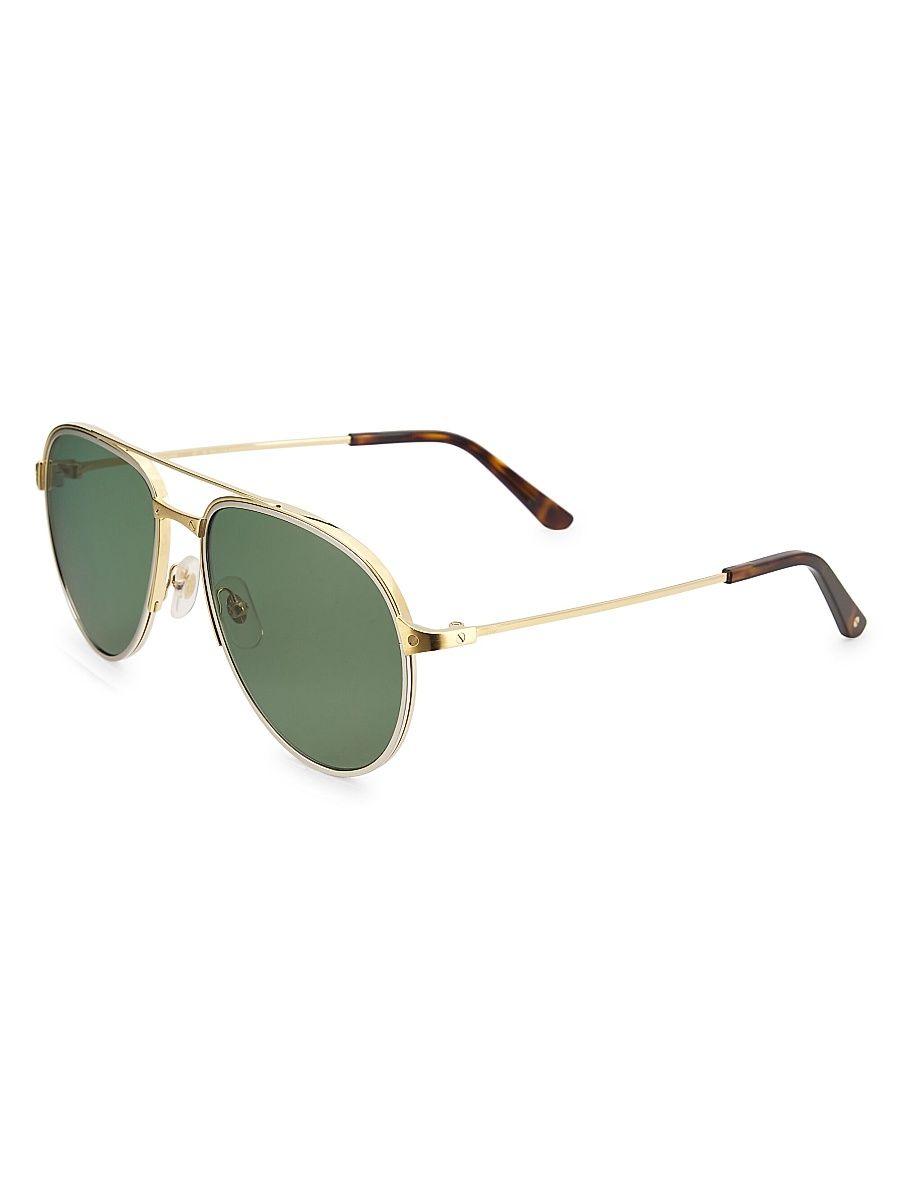 Men's Santos De Cartier 59MM Aviator Sunglasses - Gold
