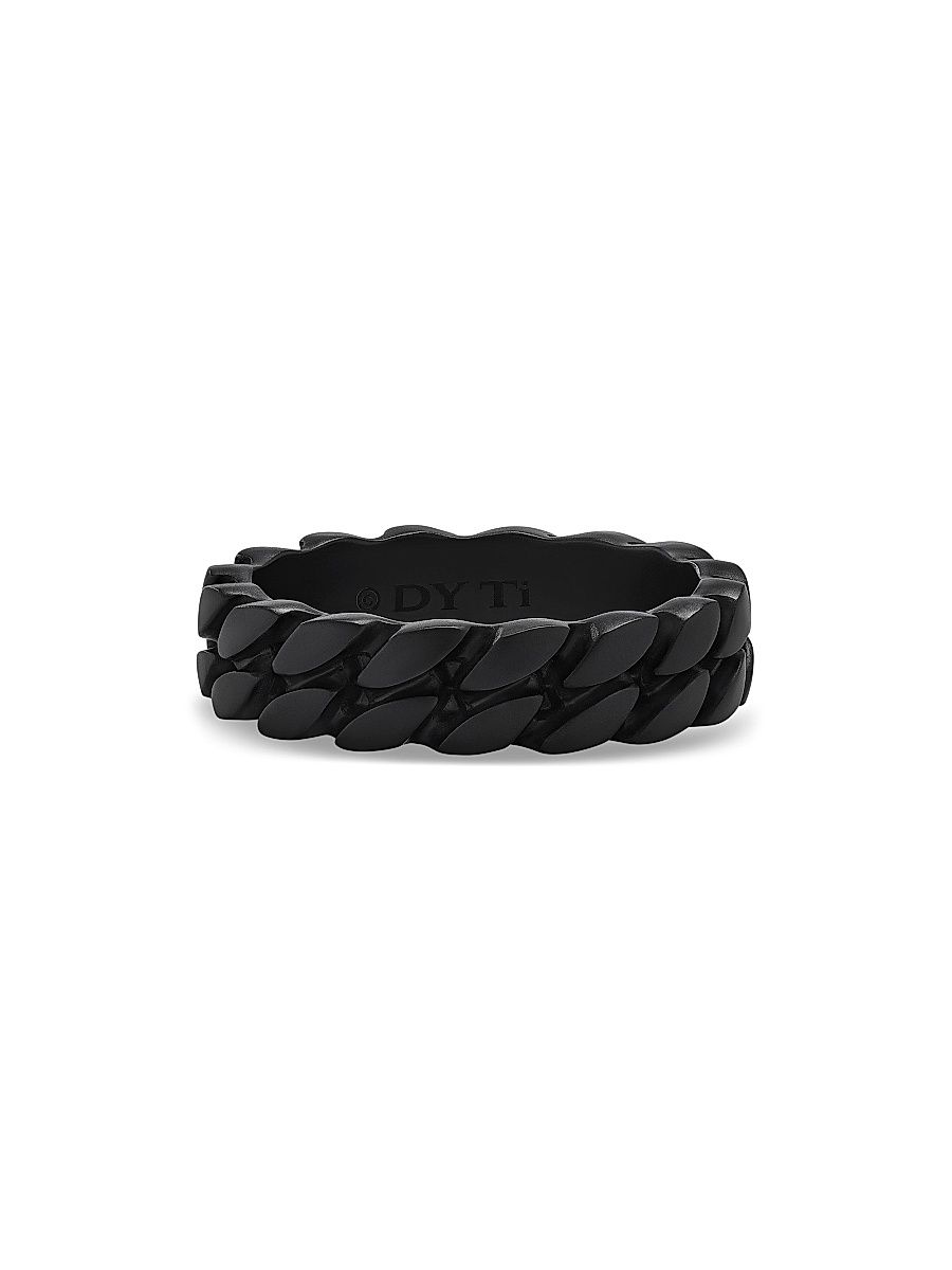 Men's Curb Chain Band Ring in Titanium, 6MM - Black - Size 10