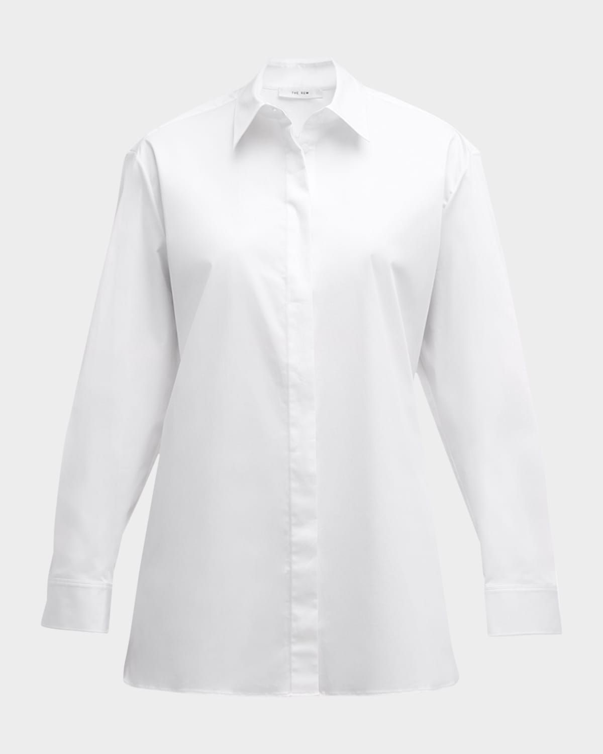 Big Sisea Button-Front Long-Sleeve Cotton-Stretch Shirt