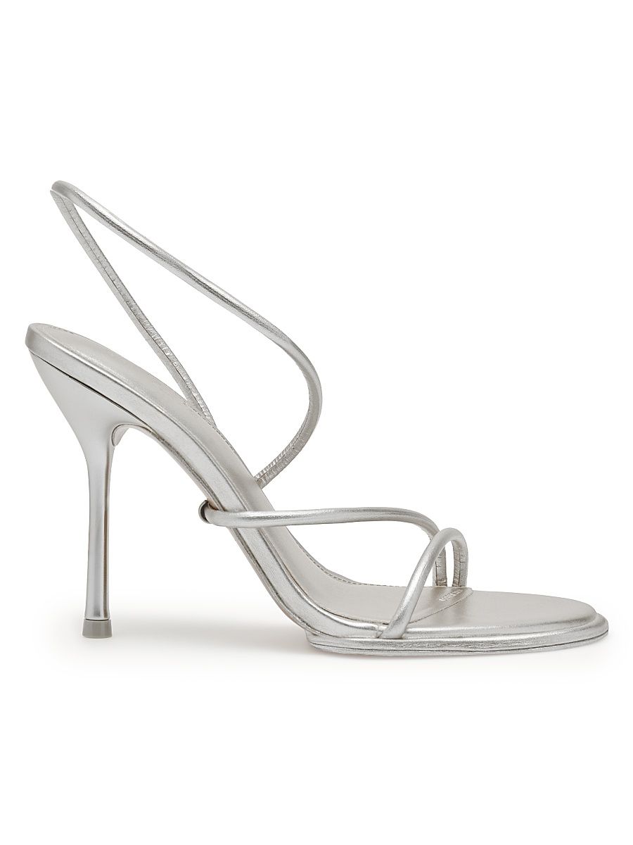 Women's Candace 100MM Leather Sandals - Silver - Size 11