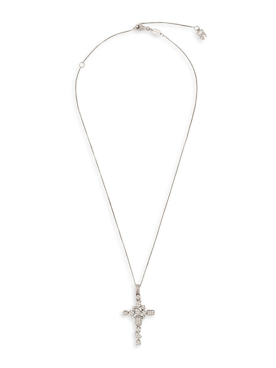 Women's Easy Diamond 18K White Gold & 0.40 TCW Diamond Cross Pendant Necklace - White Gold