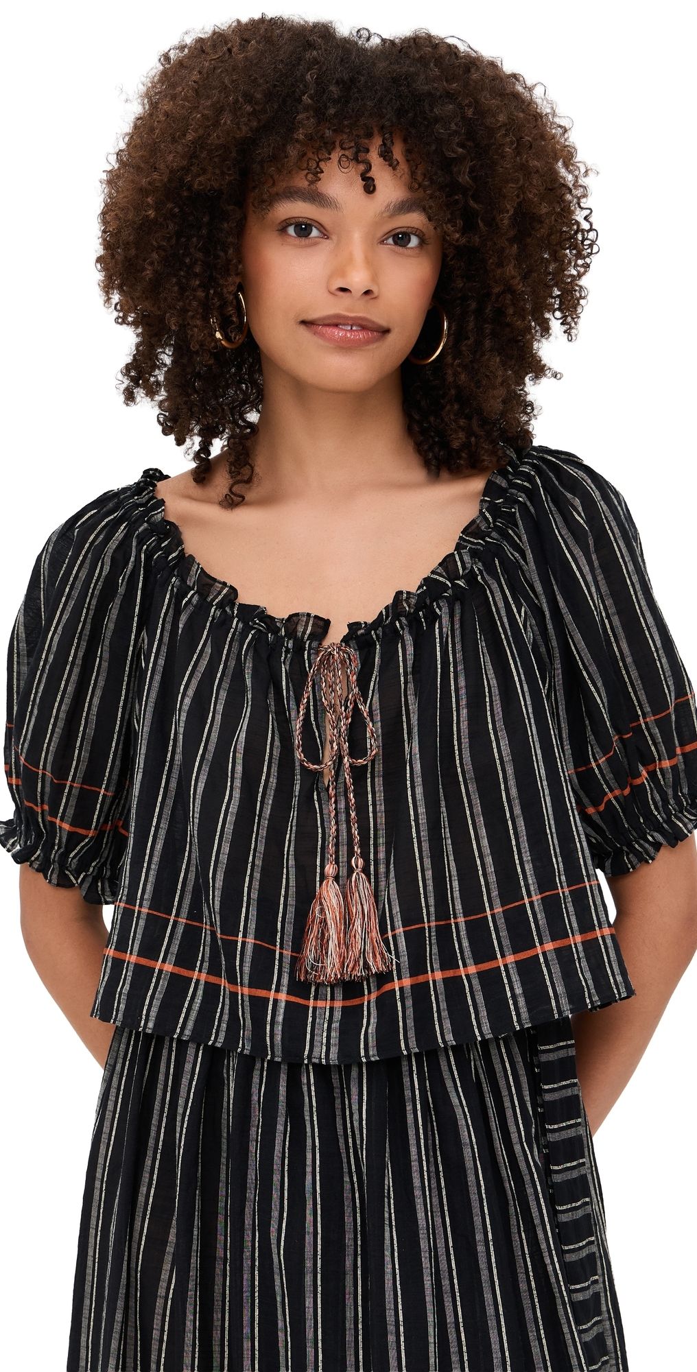 Ulla Johnson Paros Coverup Top Noir Stripe M