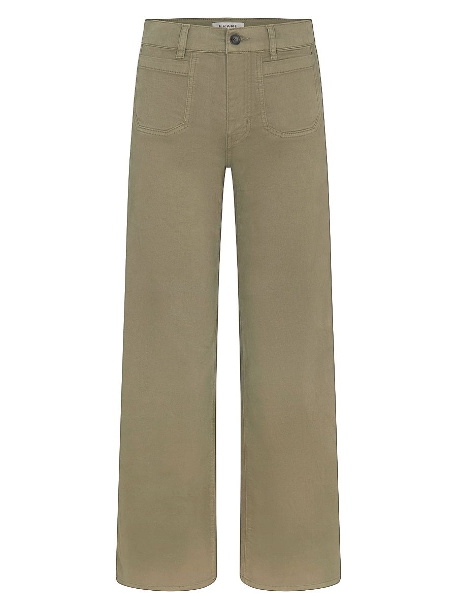 Women's Le Slim Palazzo Cotton-Blend Wide-Leg Jeans - Grasshopper - Size 31