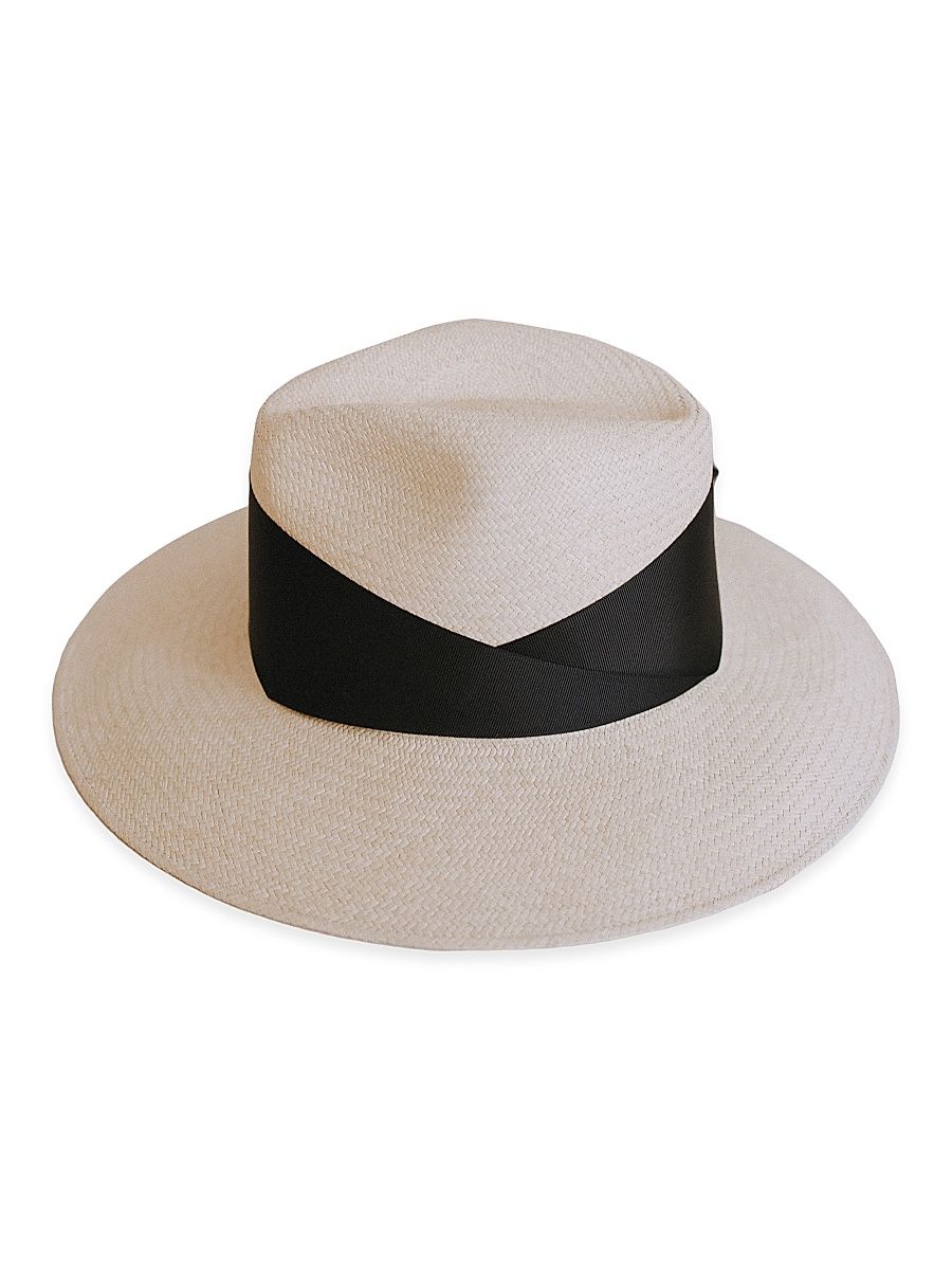 Women's Gardenia Woven Straw Fedora - Natural Black - Size Small