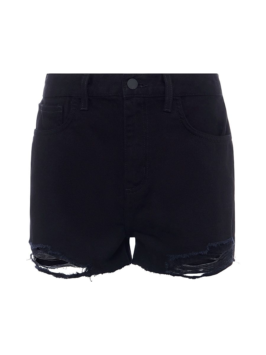 Women's Clark High-Rise Distressed Denim Shorts - Noir Destruct - Size 31