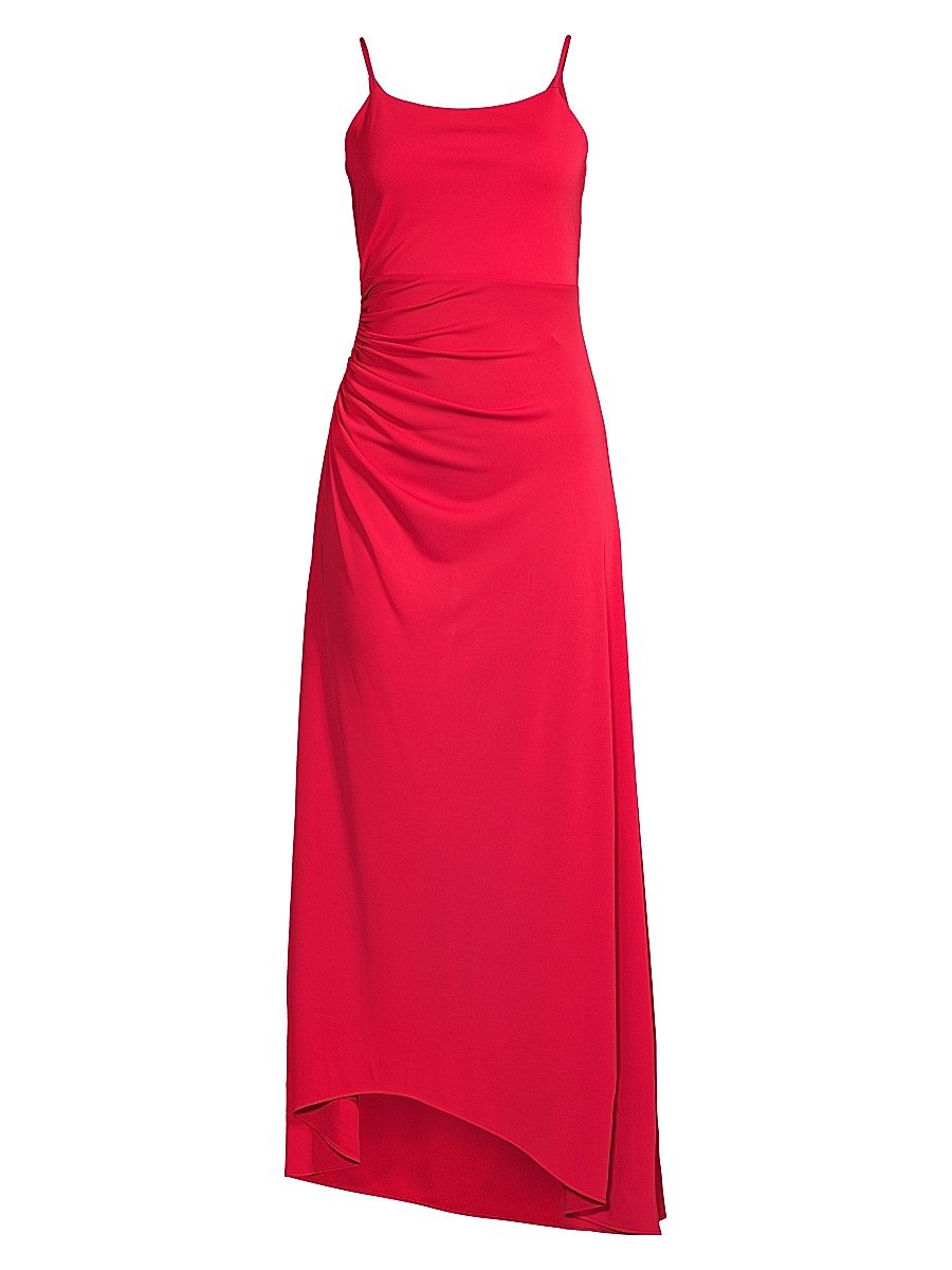 Women's Rustic Chic Crepe Ruched Maxi Dress - Donna Red - Size 6