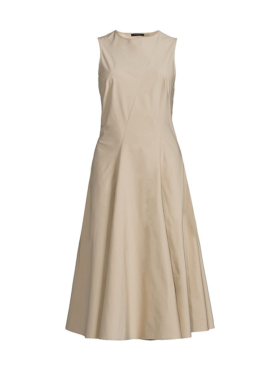 Women's Asymmetric Seam Cotton-Blend Midi-Dress - Beige - Size 12