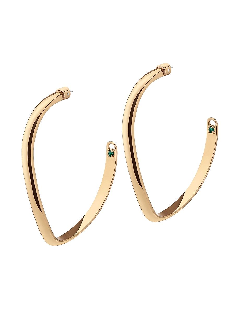 Women's Holiday Mini Calypso 12K Goldplated & Crystal Curve Hoop Earrings - Gold