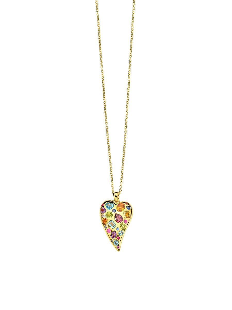 Women's Rock Candy Large Valentina 18K Yellow Gold & Rainbow Multi-Stone Pendant Necklace - Rainbow