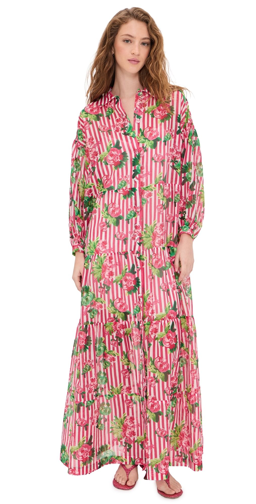 SALONI Soleil Maxi Dress Pivoines Stripe 4