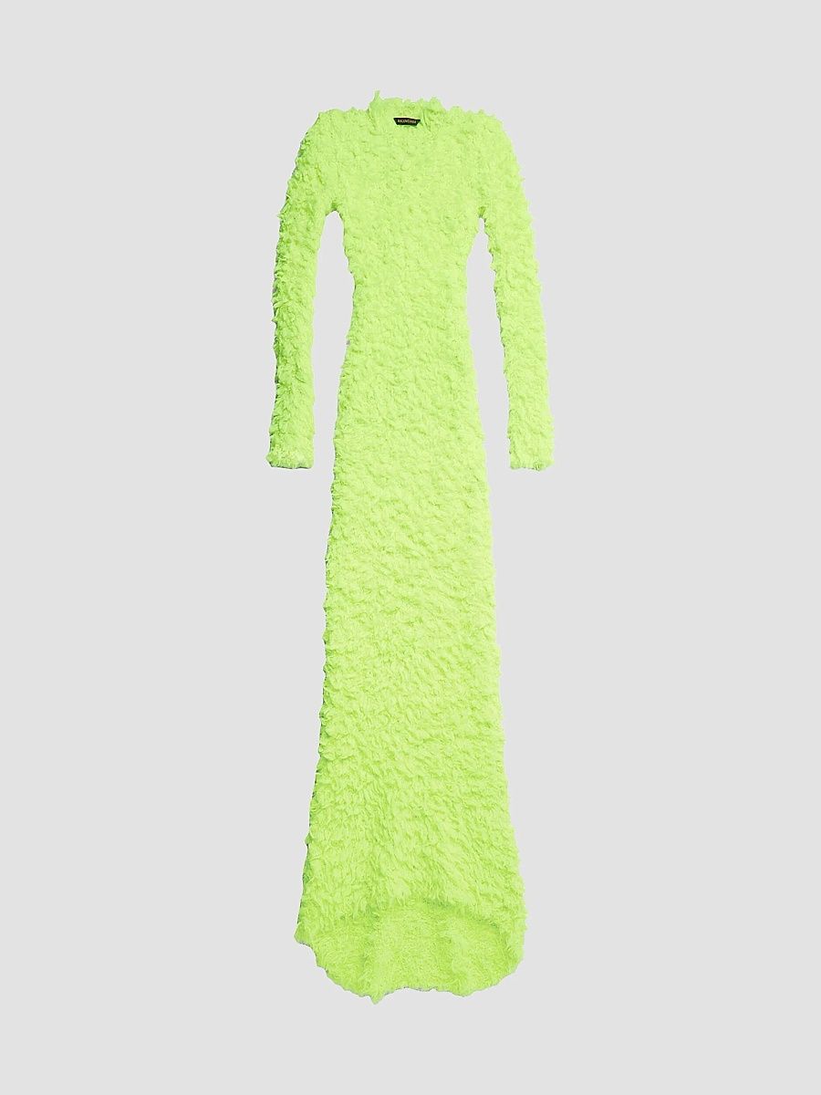 Balenciaga Women's Fluffy Maxi Dress - Fluorescent Yellow - Size XL