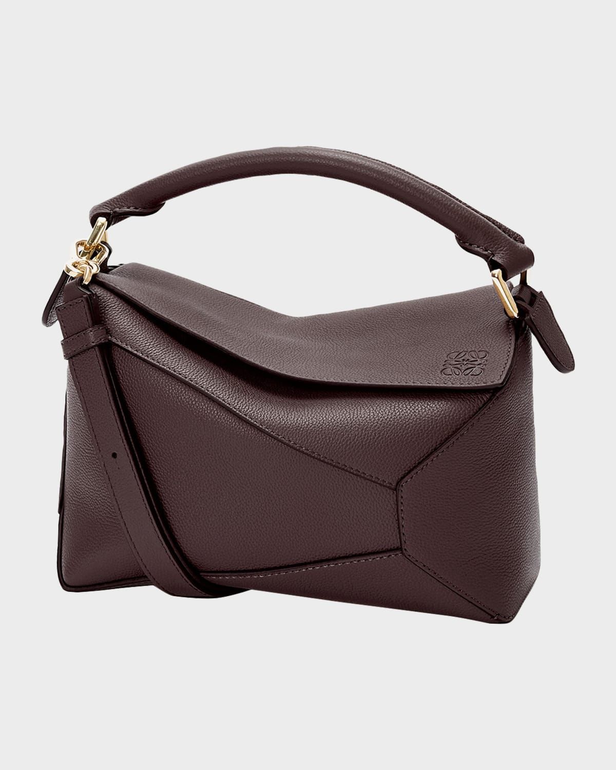 Puzzle Edge Small Top-Handle Bag in Grain Leather