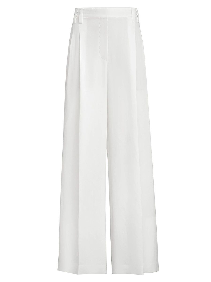 Women's Viscose and Linen Fluid Twill Wide Trousers - Panama - Size 16