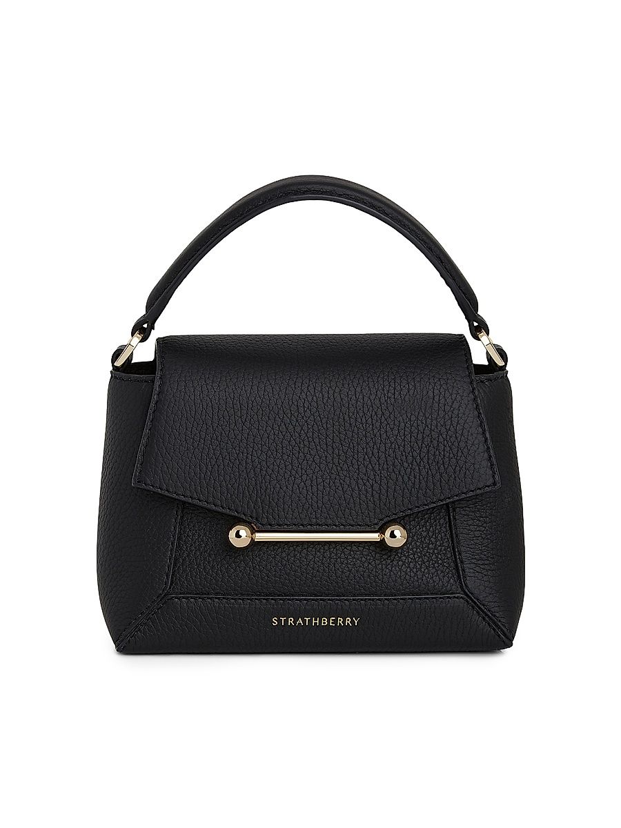 Women's Nano Mosaic Grain Leather Top Handle Bag - Black