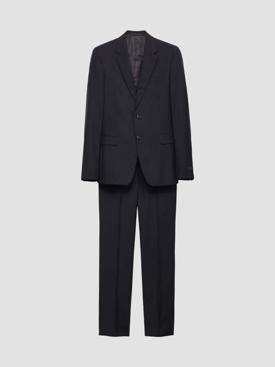 Prada Men's Single Breasted Wool and Mohair Suit - Blue - Size 38