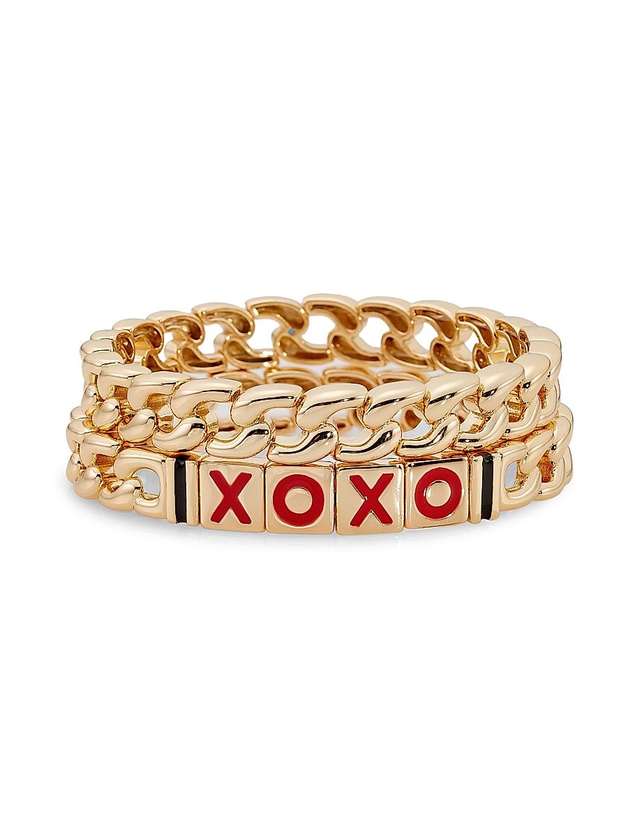 Women's Xoxo 2-Piece Goldtone & Enamel Chain Bracelet Set - Shiny Gold